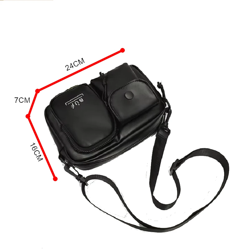 Men's Waterproof PU Crossbody Bags Street Style Multifunctional Backpack Single Shoulder Bag Phone Pocket Daily