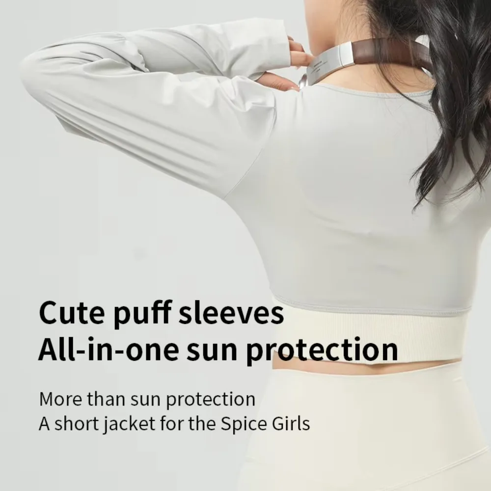 Fashion with Finger Holes Ice Silk Shawl Breathable Long Sleeve Cooling Shawl Slim Anti-UV Sporty Top Women