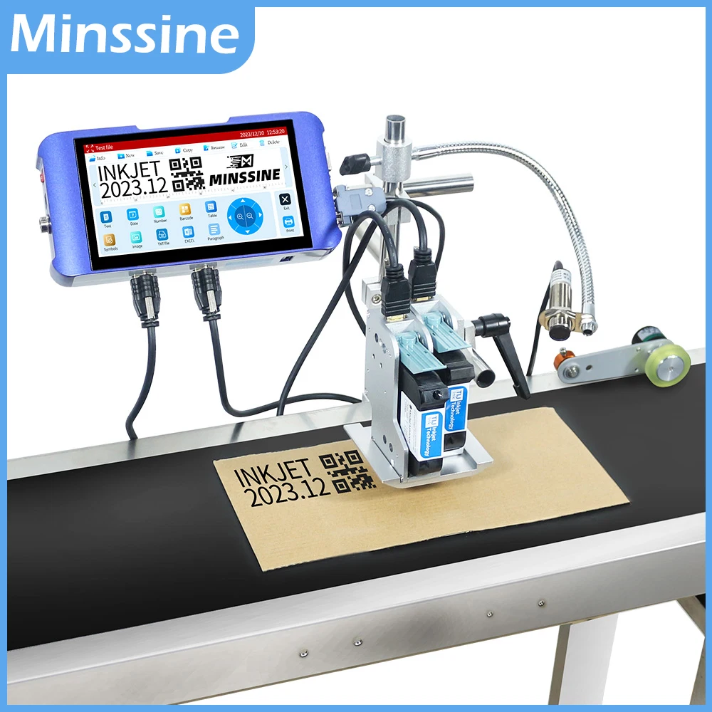 

TIJ Industrial Online Inkjet Printer 25.4mm with 7'' Screen for QR Barcode Batch Number Logo Expiry Date (Without Cartridge)