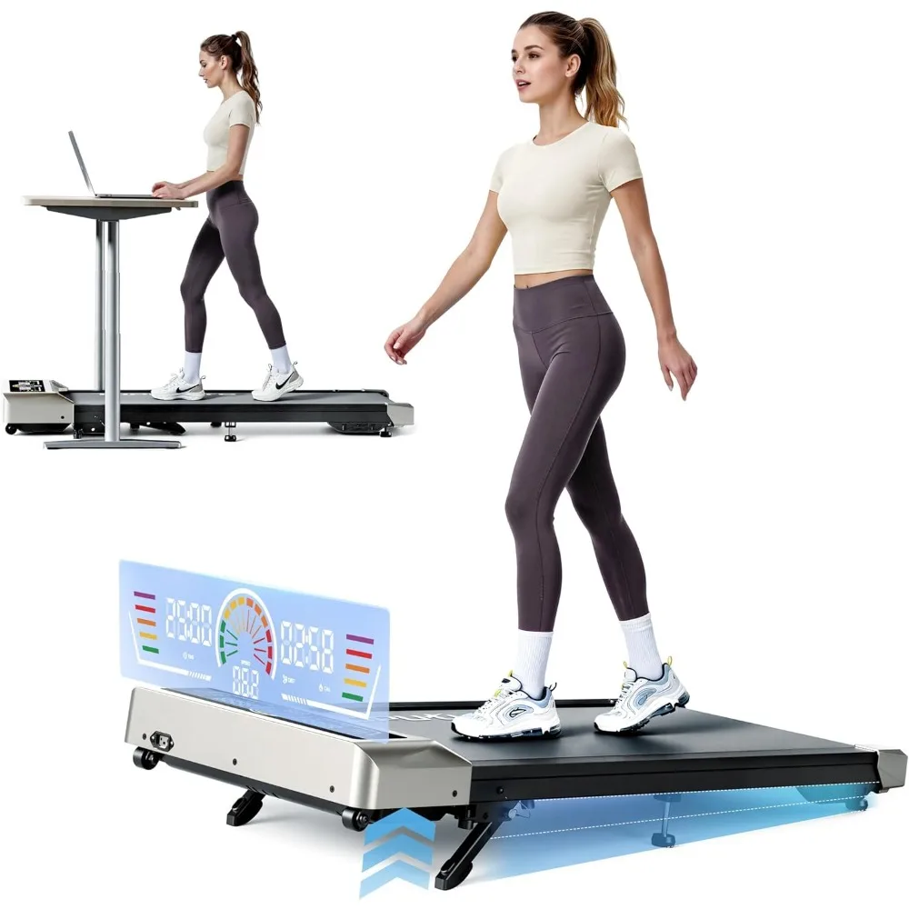 Walking Pad 10% Incline, 3.0HP Brushless Quiet Under Desk Treadmill, Portable Home/Office Running Machine 300 lbs RGB LED,Custom