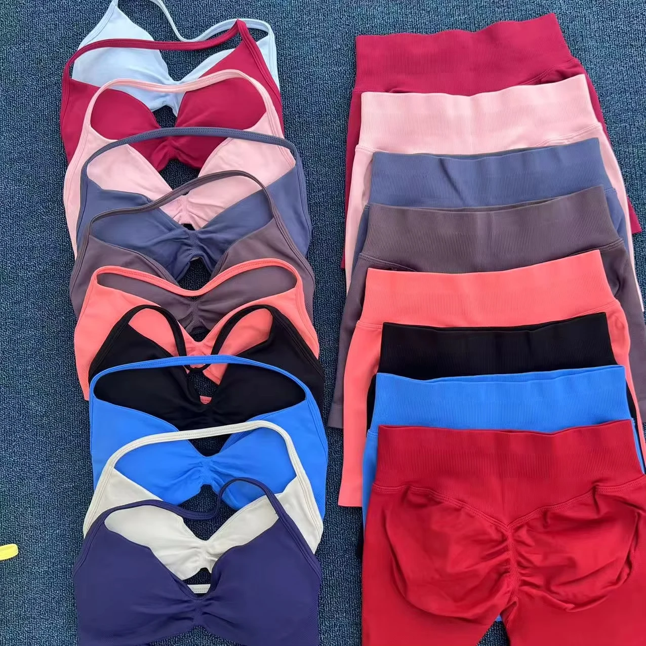 2 Pieces Gym Set Strappy Bra Yoga Underwear Short Sport Leggings Bicycle Running Sportswear Woman Seamless Yoga Set