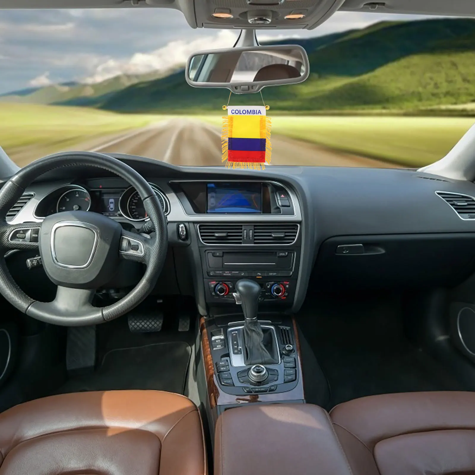 旗吊り飾り 車のミラーチャーム エレガントで耐久性があり、色あせしにくい、簡単な取り付け、バックミラーの装飾