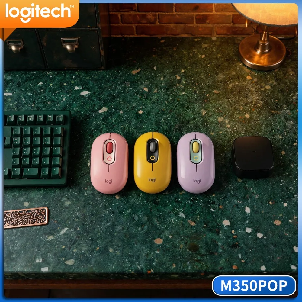 Logitech M350 POP Wireless Pebble Mouse Magnetic Receiver Storage 77G Light Build For Bee Farm Business Managers