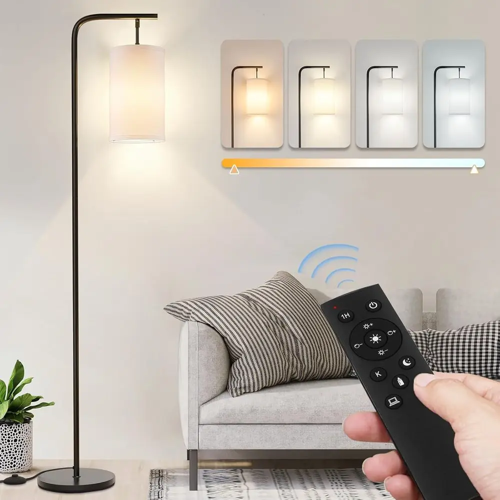 

Coucrek loor Lamp or Living Room, 9W LED Bulb, Remote Custom Color Temperature & Brightn, Tall Standing Lamps or Bedroom Oice Ki