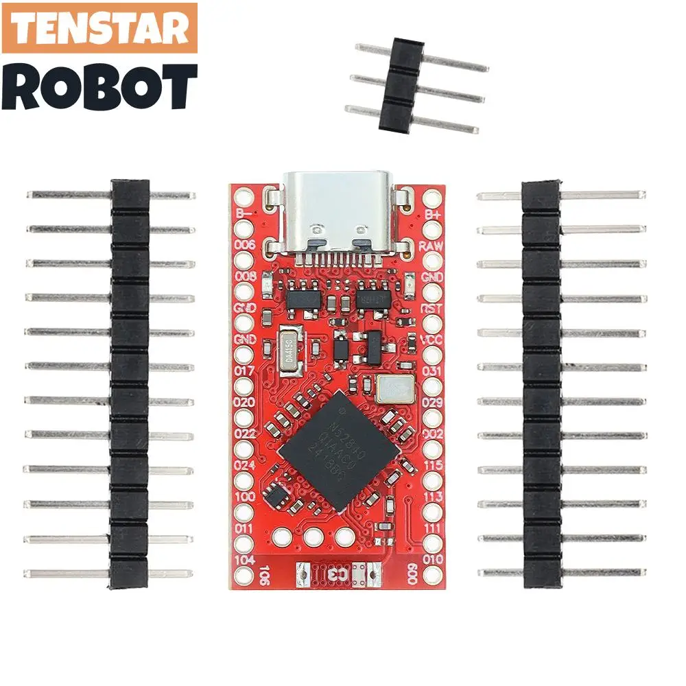 TENSTAR 2pcs NRF52840 Development Board Compatible With Nice!Nano V2.0 Bluetooth Split Keyboard Pro Micro Red Board