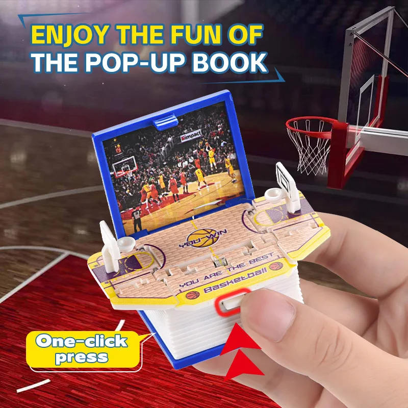 New Pop Up Book Keychain Hidden Football Basketball Field Finger Handheld Game Boy Birthday Gifts Backpack Pendant