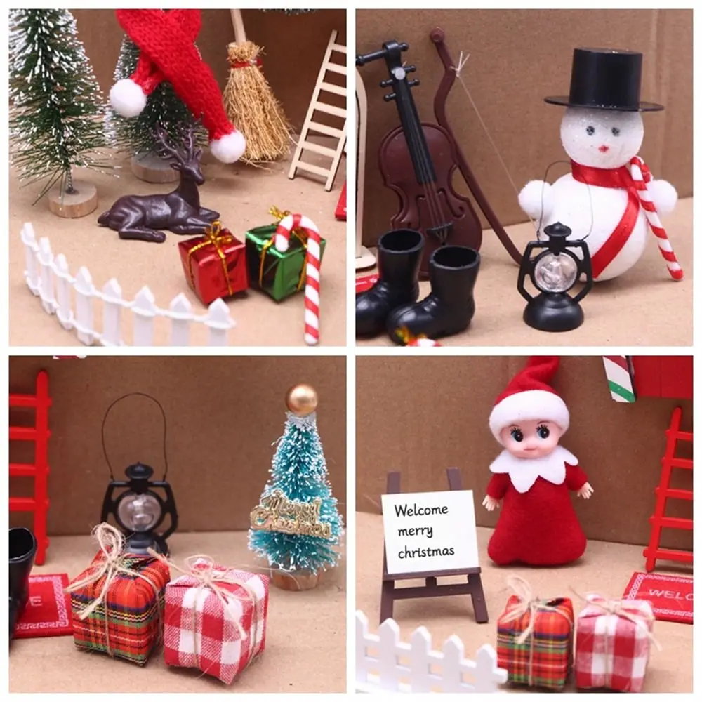 String Hat DollHouse Elf Kit Wreath Miniature Scene Fairy Toy House Scene Model Simulation Miniature Elf Door DIY Decoration