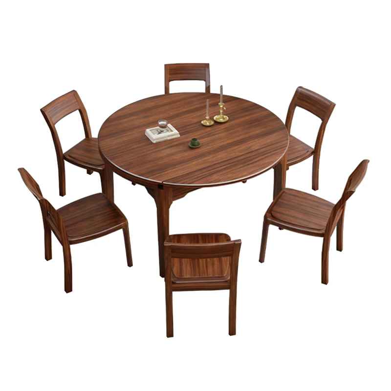 #Multifunctional Folding Design Solid Walnut Wood Space Saving Gathering Use Walnut Drop Leaf Table Set