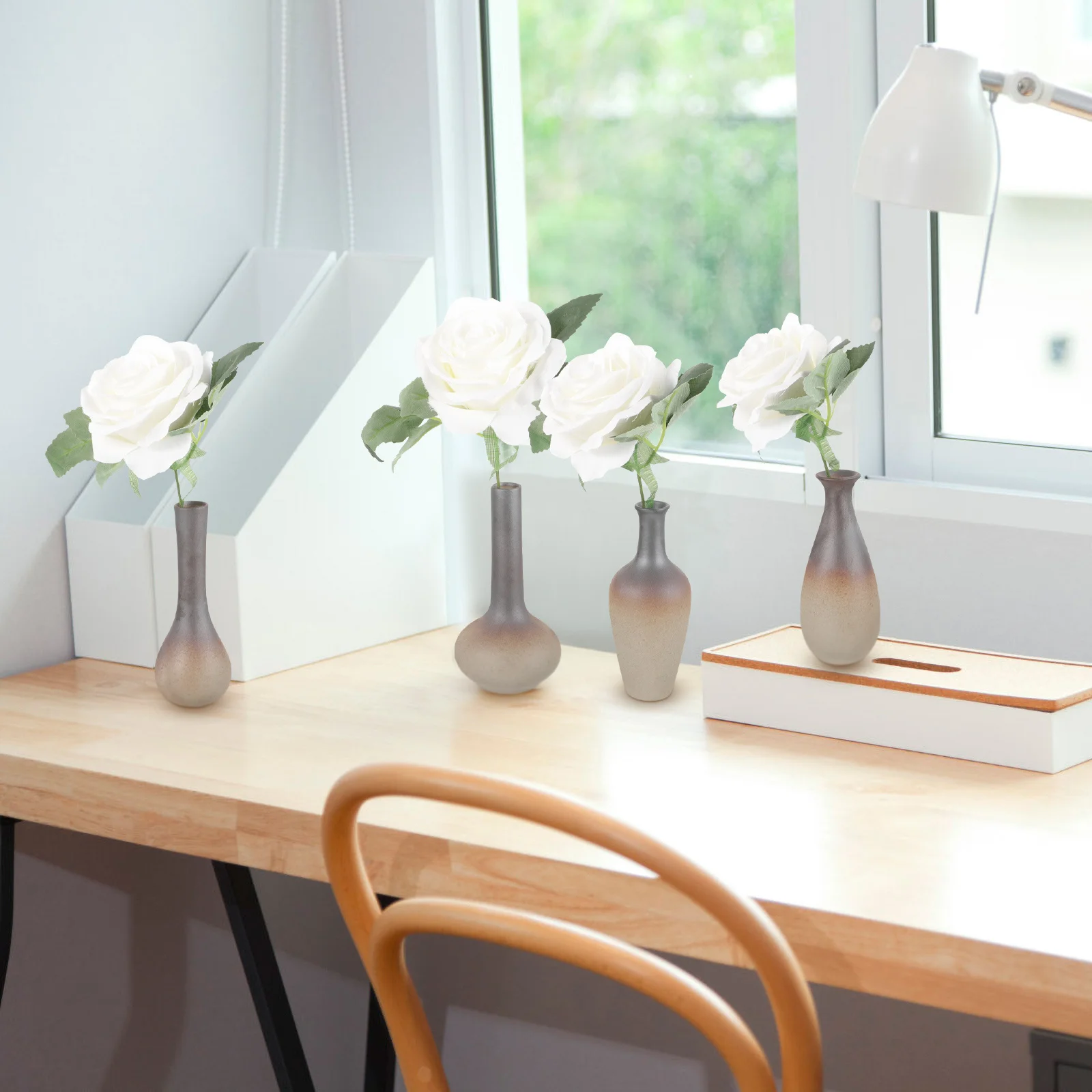

4Pcs Small Pottery Flower Vases Bud Vase Set Decorative for Hydroponics Floral Arrangement Home Vase Bud Vases