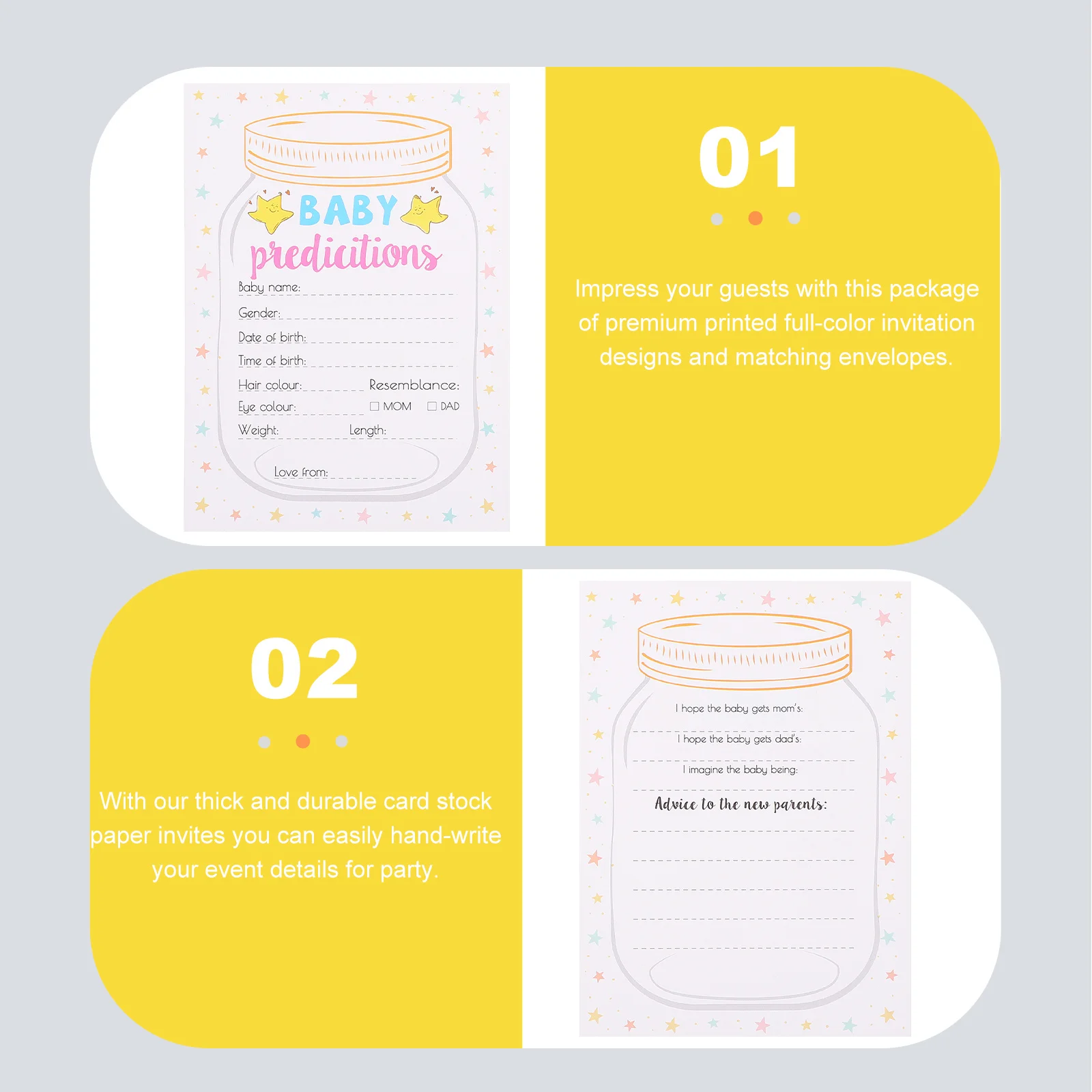 

5 set Shower Predictions Cards 3D Cartoon Design For New Mom Advice Cards Jar Game Activity Supplies Party