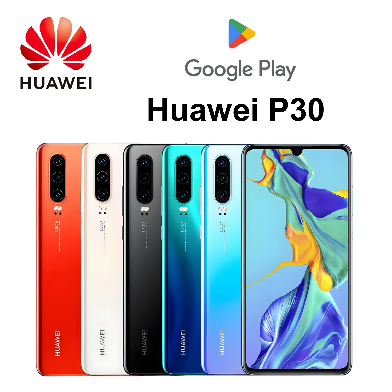 HUAWEI-P30 Smartphone Android, 6.1 ", 256 Go de ROM, appareil photo 40MP, téléphones mobiles réseau 4G, Google Play Store, téléphones portables, Global