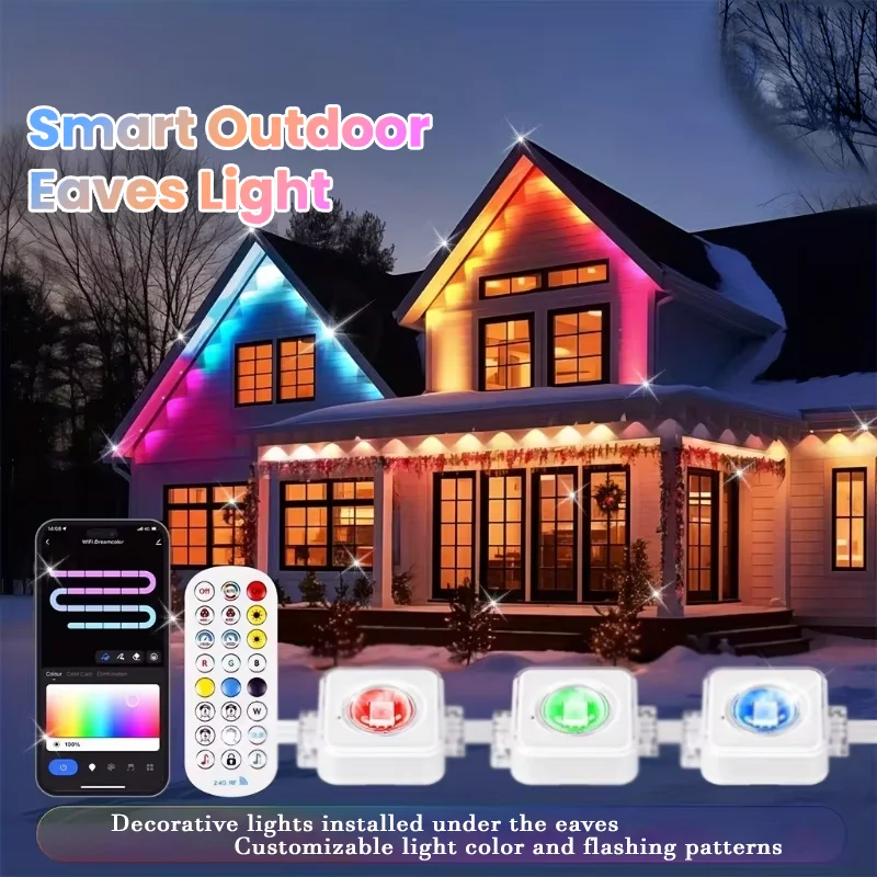 60 متر الذكية RGB Eave أضواء التطبيق والعن بعد IP67 الدائم في الهواء الطلق LED سلسلة أضواء المنزل السنة الجديدة عيد الميلاد عيد ميلاد لتقوم بها بنفسك الإضاءة #5