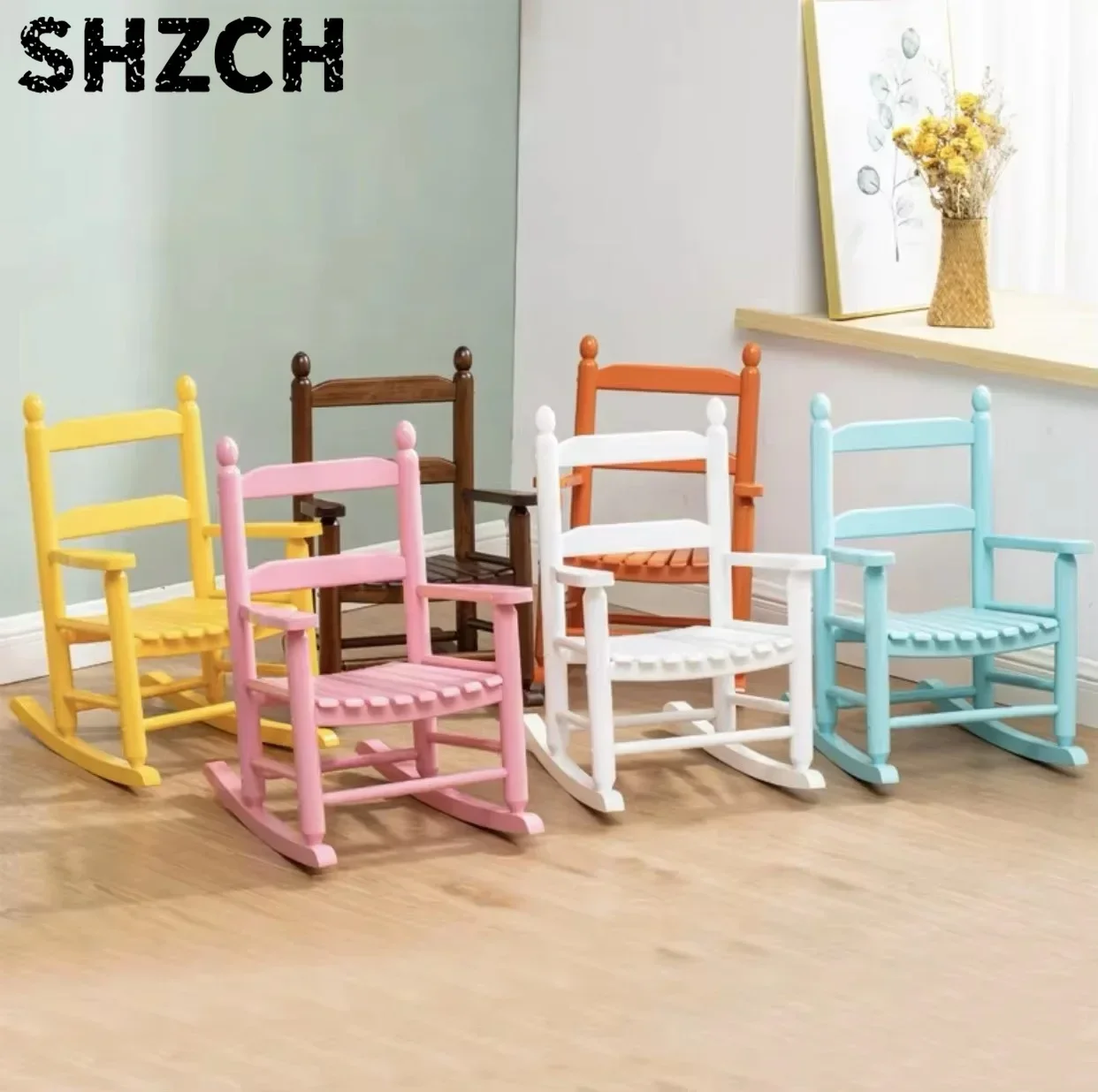 кресло качалка Children Rocking Chair Full Solid Wooden Horse Living Room Furniture Photo Studio Props Nordic Home Chairs Silla
