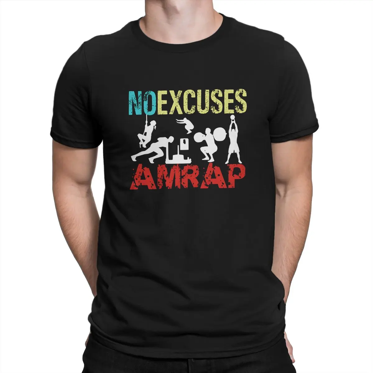 

Bodybuilding Gym Sports Crossfit No Excuses AMRAP Crossfit Workout Fitness T Shirt Punk Men's Tees Crewneck TShirt