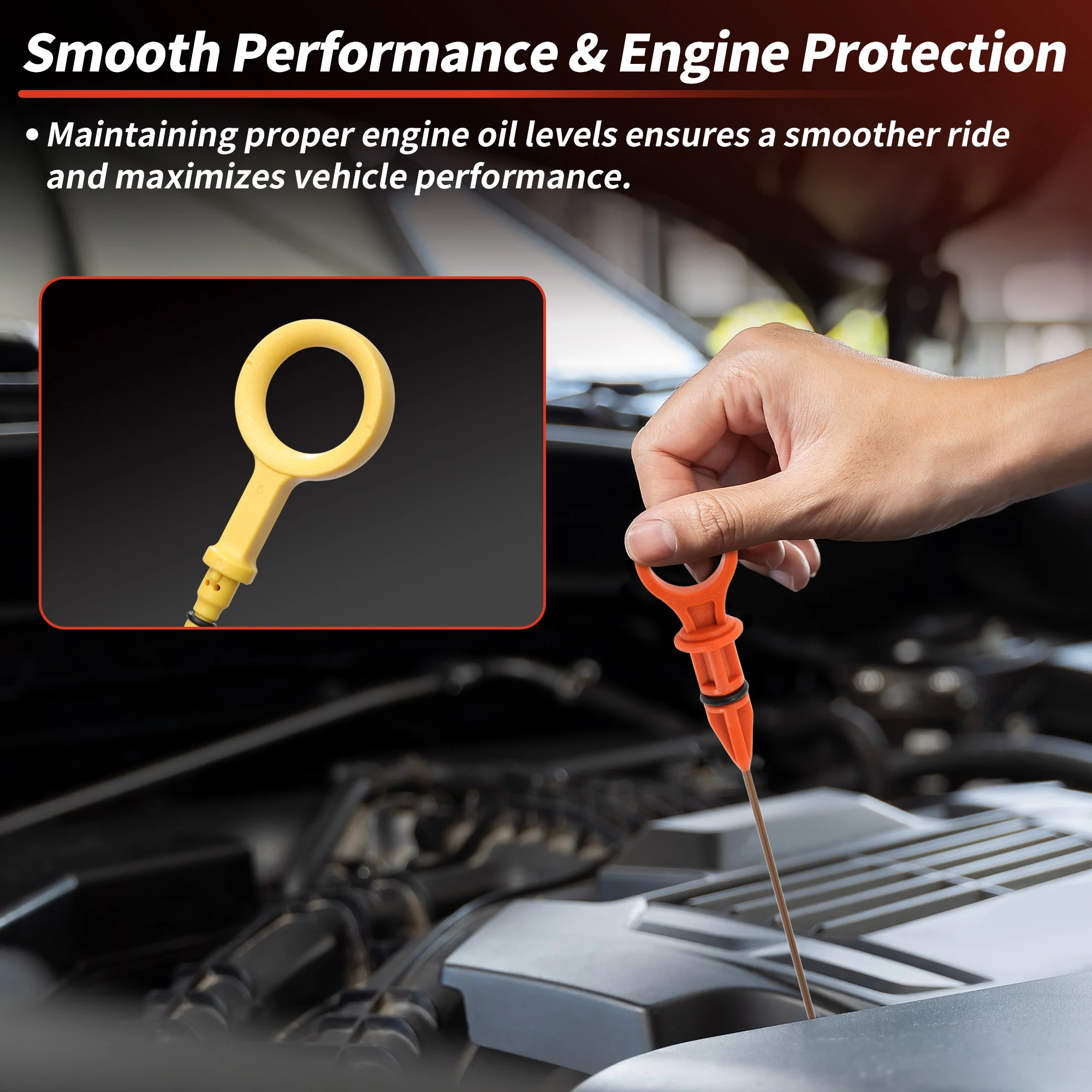 UXCELL مقياس الزيت مستوى الزيت Dip Stick No.059115611AA لأودي Q7 2007-2016 أصفر 1 قطعة #3