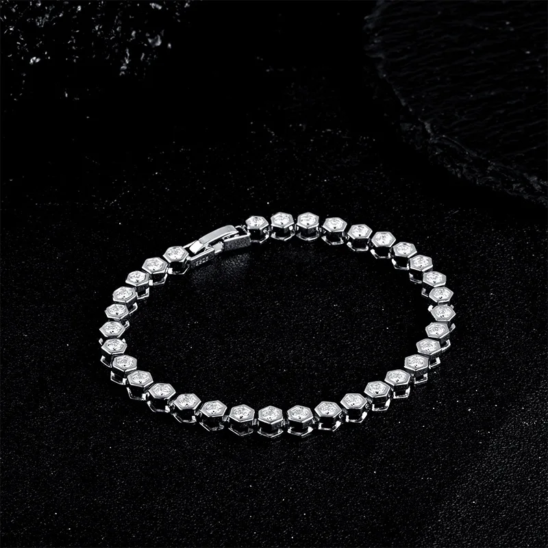 

S925 Sterling Silver Moissanite Bracelet 0.1ct vVS1 D Color 36 Pieces Diamond Jewelry Gift for Valentine's Day