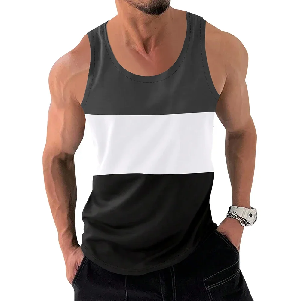 Men\'s Sleeveless Undershirt Colorblocking Fashion Undershirt Street Fashion Men\'s Undershirt Men\'s Sports Sleeveless T-shirt