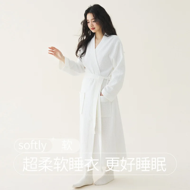 

Women 100% Cotton Terry Bathrobe Suck Water Towel Sleepwear Spa Hotel Long Bath Robe Kimono Plus Size Dressing Gown Lovers
