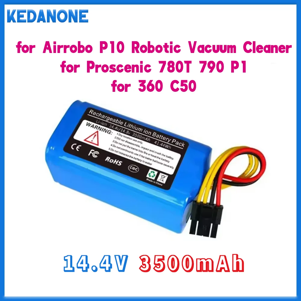 

14.8V 3500mAh 4000mAh for AIRROBO P10 Robot Vacuum Cleaner Battery for 360 C50 for Proscenic 780T 790 P1 Series Sweeper Battery