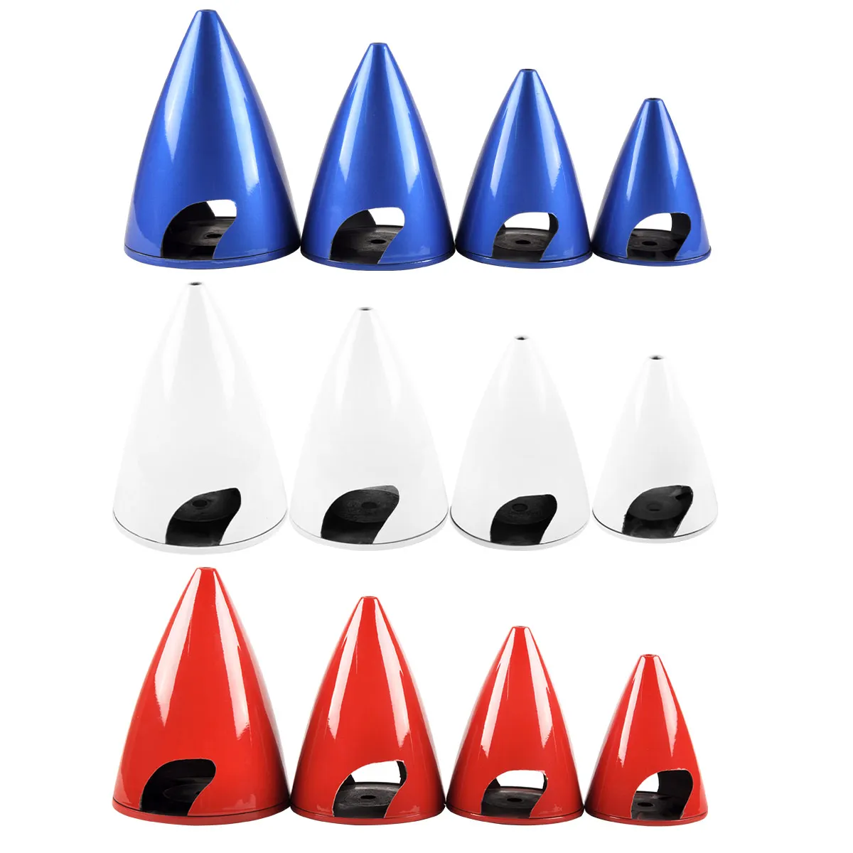 1 unidad de 3/3,5/4/4,5 pulgadas de fibra de carbono Spinner cónico 2 cuchillas para avión de gasolina RC azul blanco rojo