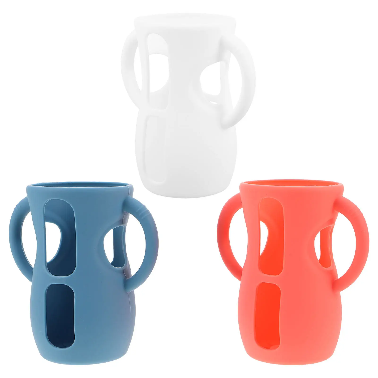 

3Pcs Reusable Silicone Baby Bottle Sleeve Insulated Nonslip Protective Cover for Glass Bottles Nursery Travel Feeding
