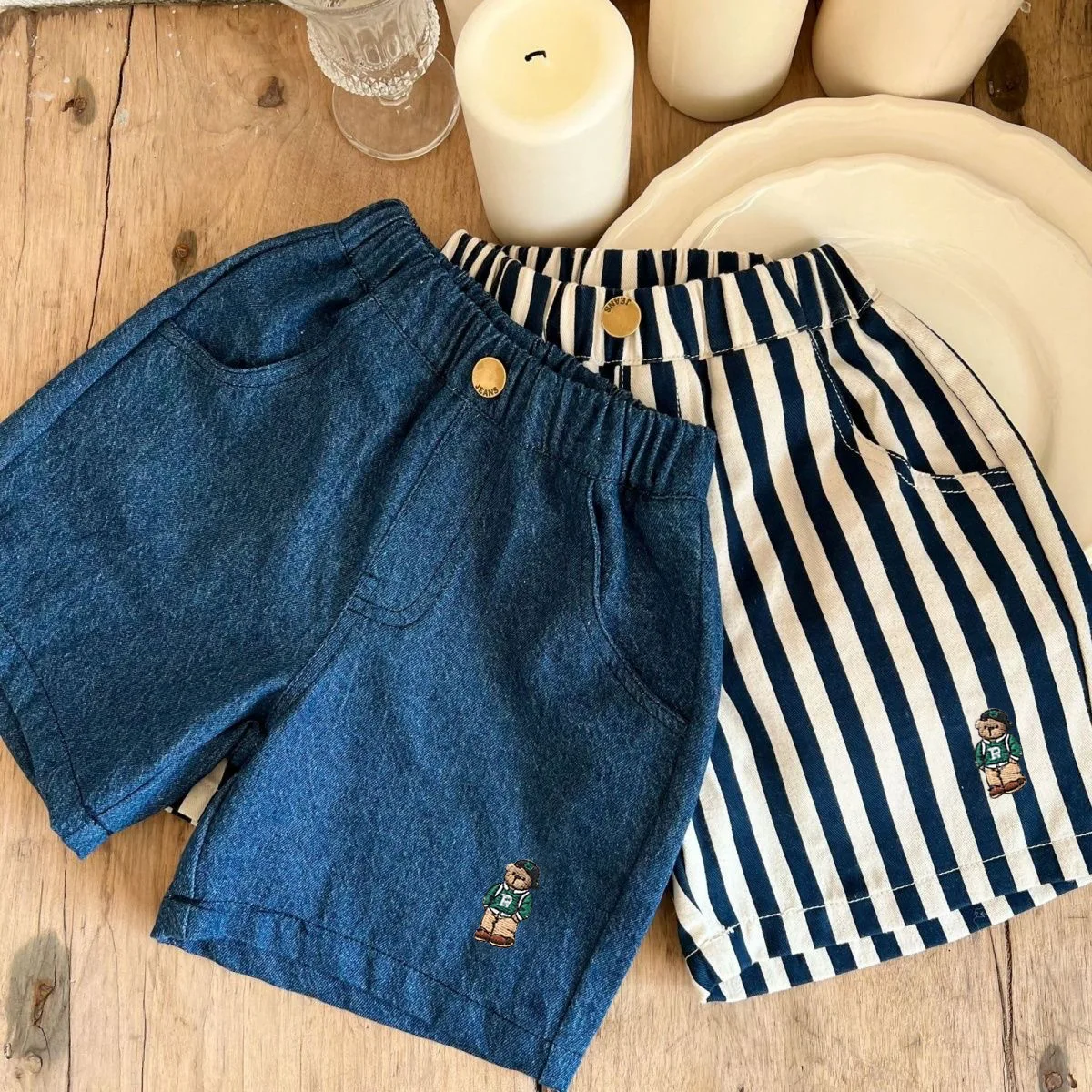 2025 Summer Boys Girls Shorts Bear Elastic Waist Elastic Waist Shorts Pants Bottoms
