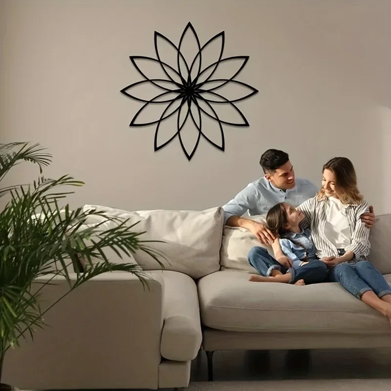 HELLOYOUNG fiore geometrico metallo nero appeso a parete decorazione artigianato casa interni soggiorno bagno decorazione inaugurazione della casa