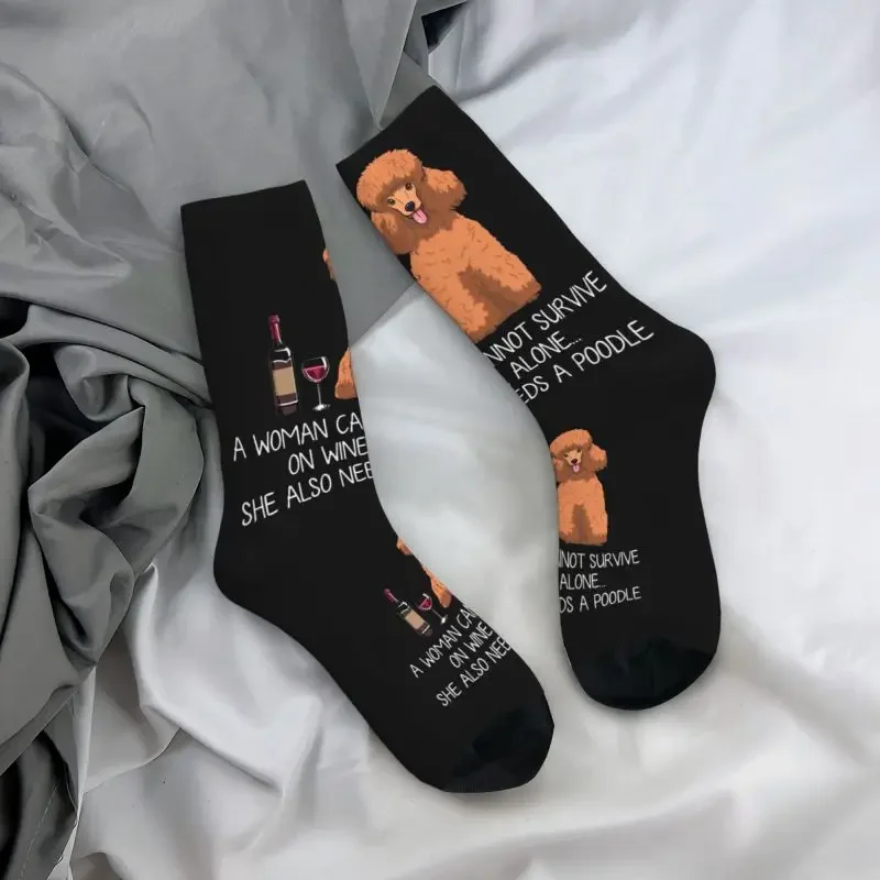 Y2k niedlichen lustigen Wein und Pudel Hund Männer Frauen warm 3d gedruckt Haustier Welpen Fußball Sport Socken