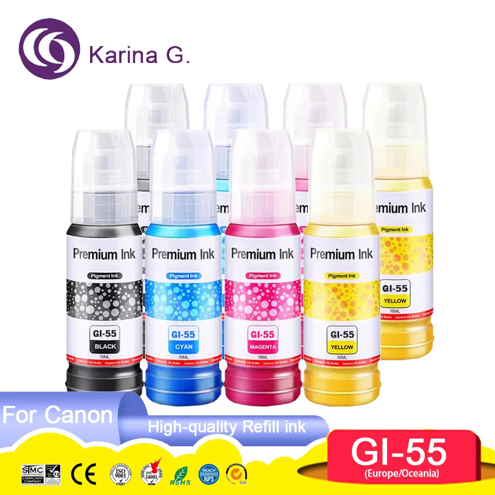 GI55 GI-55 GI 55 Premium Compatible Bottle Water Based Refill Pigment Ink for Canon MAXIFY GX1050/GX2050/GX1060/GX2060 Printer