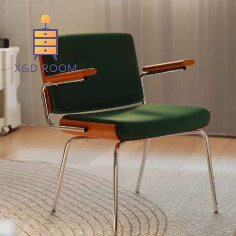 

XD Vintage Style Solid Wood Soft Pack Chair Berlin Leisure Sofa Chair Desk Room Bedroom Makeup Armrest Computer Chair