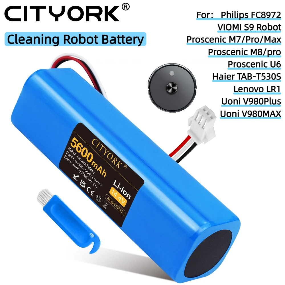 CITYORK 14.4V Battery For Philips FC8972 、Proscenic M7  U6 、Uoni V980Plus/Max、Haier TAB-T530S、Lenovo LR1 Replacement Battery