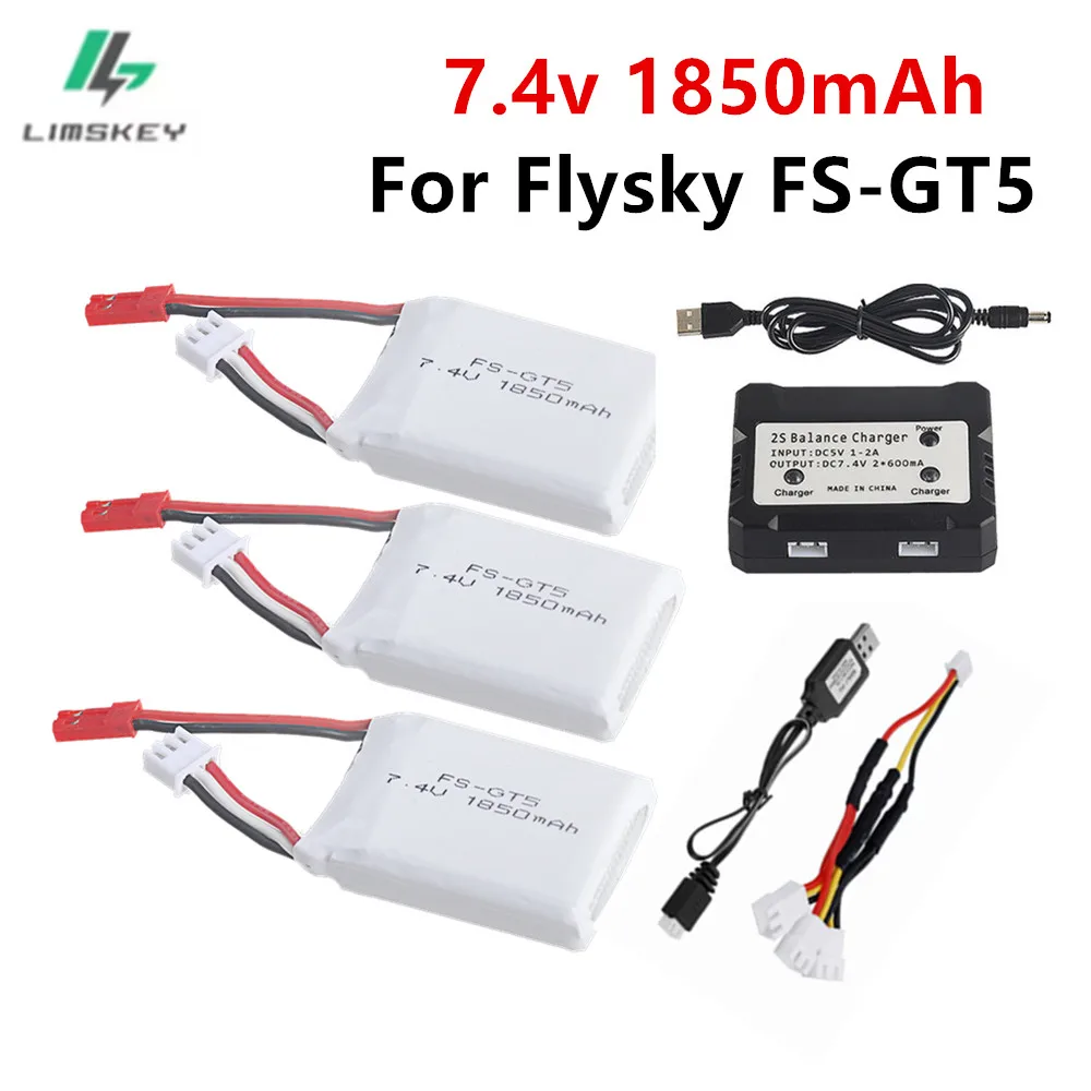 7.4v 1850mAh Battery For Flysky FS-GT5 MC6C/MCE7 2.4G 6CH Transmitter Spare Parts 7.4v Lipo Battery For GT-5 RC Transmitter