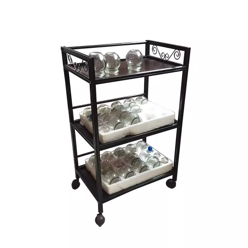 

Fashion Beauty Trolley Hairdressing Embroidery Three Tier Trolley Tool Beauty Salon Physiotherapy Fire Pot Shelf