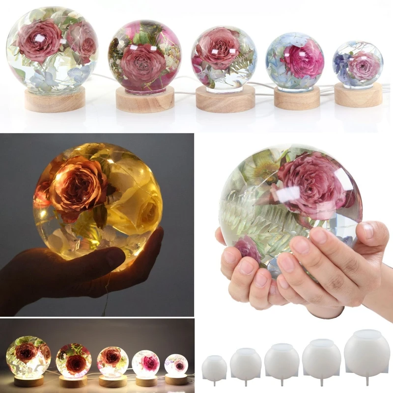 Silicone Crystal Ball Mold Round Ball Mould DIY Crafts Ornaments Decor for Epoxy Resin Jewelry Making Tools Soap Making