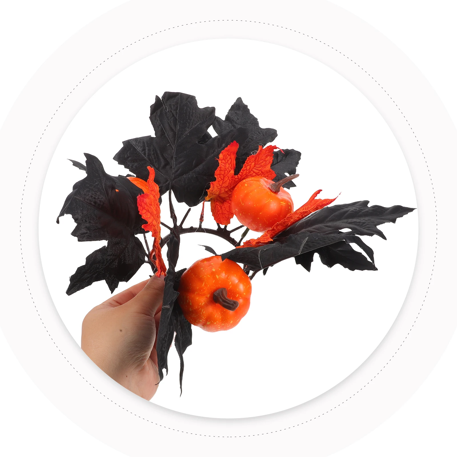 

2 PCS Halloween Decorations Wreath Fall Maple Leaves Pillars Holder Artificial Wreaths Plastic Holders