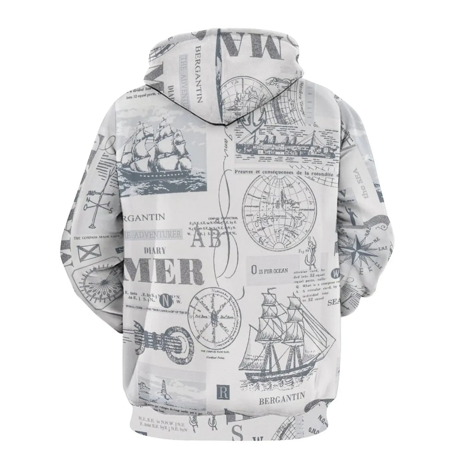 Vintage Sailboat Graphic Men's Sweatshirt 3D Printed Tops Long Sleeve Casual Loose Hoodies Men Oversized Outdoor Streetwear Tops