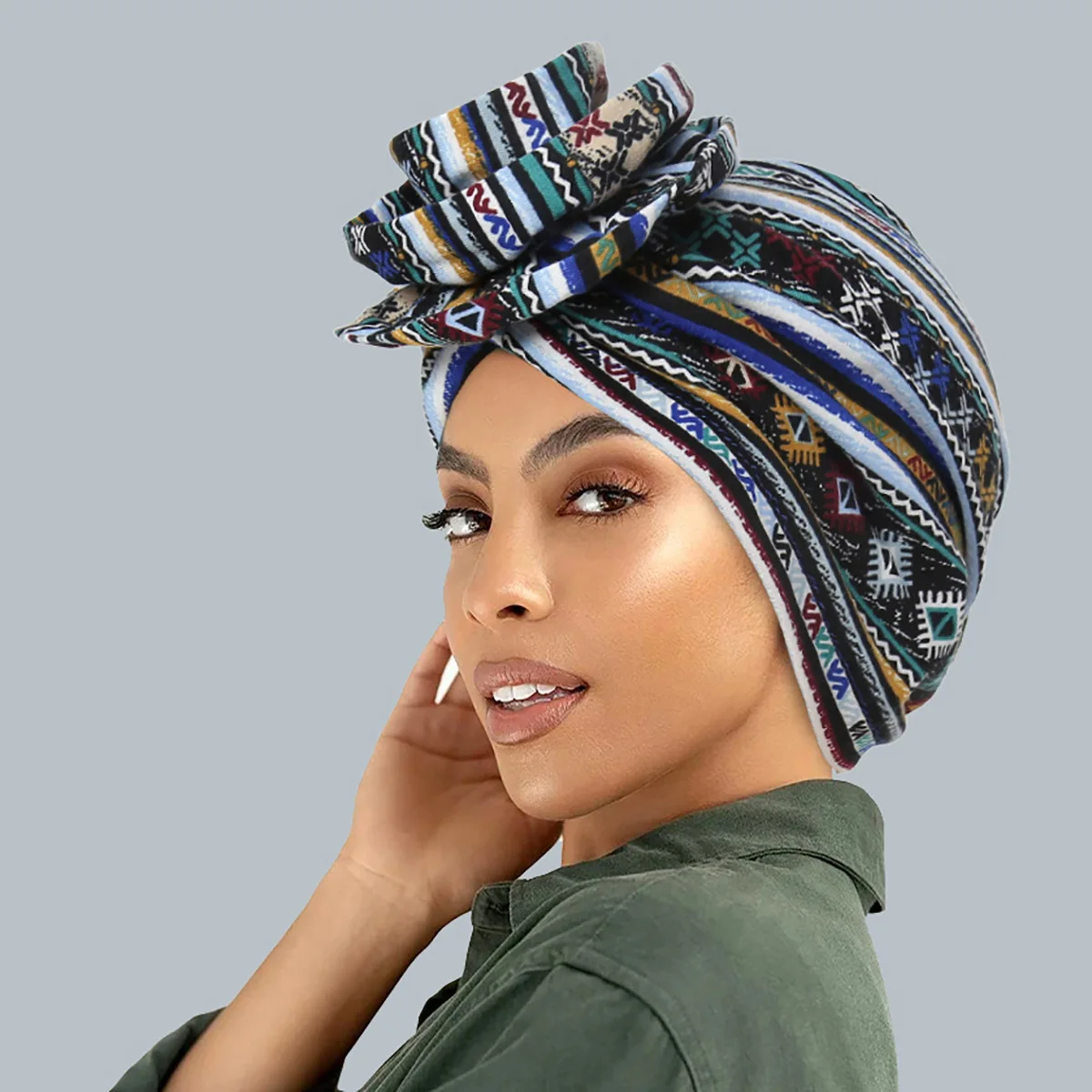 New Muslim Print Hijab Indian Turban Flower Headscarf Bonnet African Headties Chemo Cap Beanie Hair Loss Headwrap Turbante Mujer