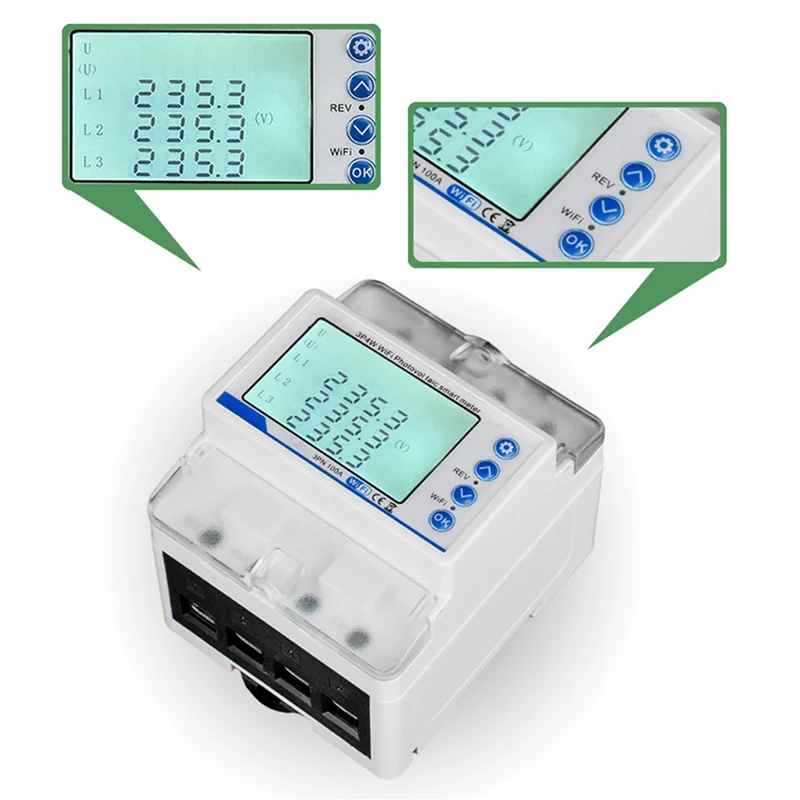 

3X 3-фазный 380 В 100 А Tuya Wi-Fi умный двунаправленный счетчик электроэнергии защита от пониженного напряжения реле переключатель ограничение тока