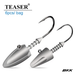 TEASER Bullet Jig Head 6pcs 7g 10g 12g 14g Screw Head High Carbon Steel Barbed Fishhooks for Soft Worm Lures Fishing Tackle