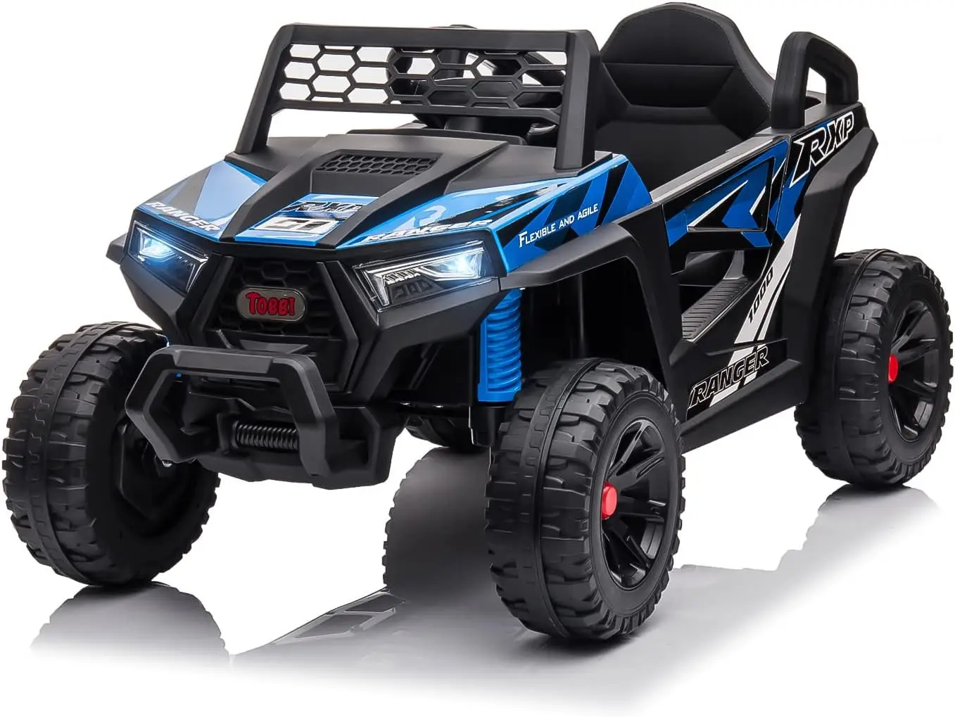 12V Kids Ride on Car, Electric Off-Road UTV Truck with Forward and Reverse Functions, Double Open Doors, Safety Belt, Horn