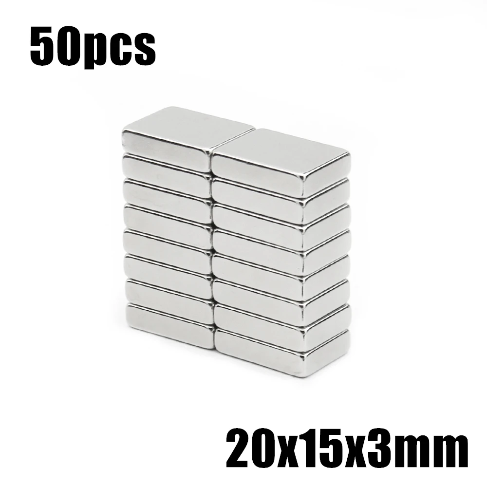 50pcs 20x15x3mm Neodymium Magnet 20*15*3mm N35 NdFeB Block Super Powerful Strong Permanent Magnetic imanes Block