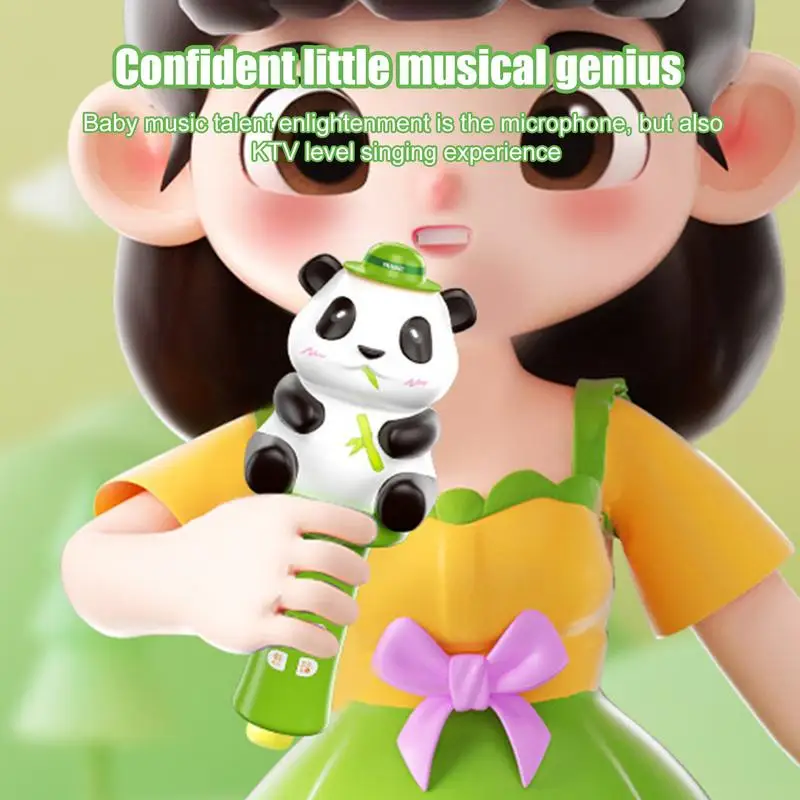 Kids Cartoon Educatief Microfoon Panda Stijl Mic Game Handheld Muzikale Microfoon Speelgoed Met 7 Knoppen Voor Kinderen Kinderen Jongens