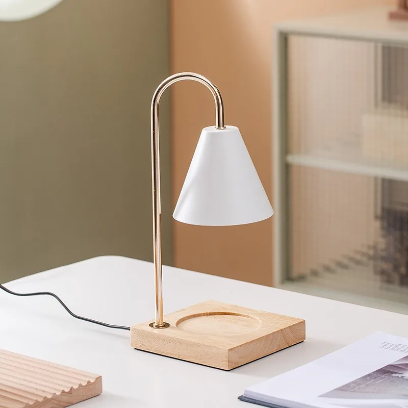 Drewniana lampa do aromaterapii z regulacją, lampka do topienia wosku świec do sypialni, nowoczesna minimalistyczna lampa stołowa do domu, lampki dekoracyjne.