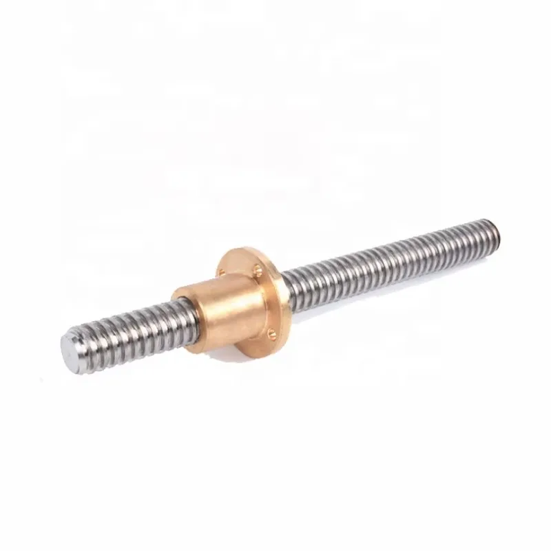 16mm 4mm Pitch TR16*4-1000mm CNC and 3D Printer 304 Stainless Steel Trapezoidal Thread Lead Screw with TR16*4  Flange Brass Nut