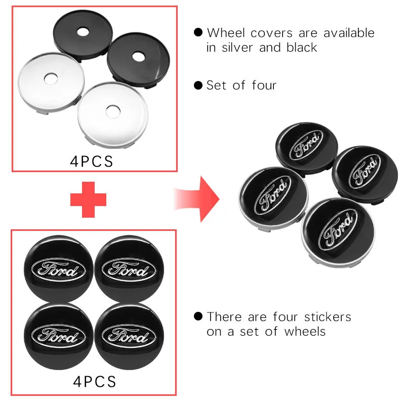 4pcs 56/60MM Wheel Center Caps Hub Car Rims Dust-proof Cover Hubcaps for Ford Focus 2 3 4 MK2 MK3 MK5 Fiesta MK7 Mondeo Fusion