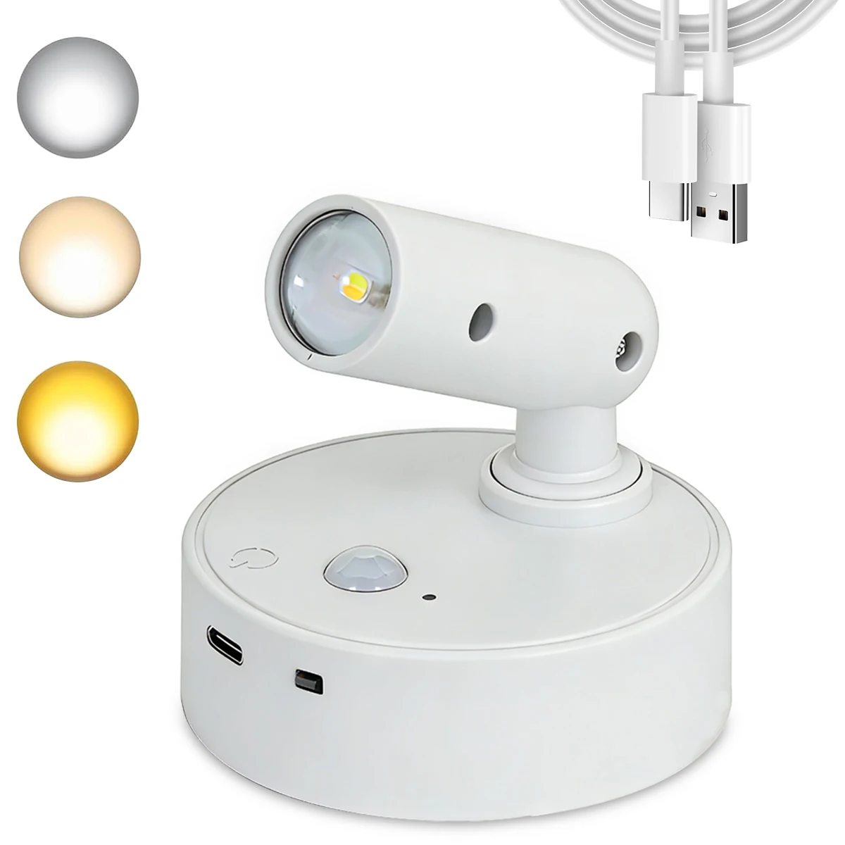 Three-Color Wall Lamp No-Drill LED Light, Soft Light Sensor Light Bedside Bedroom Night Light, Magnetic Rechargeable Spotlight.