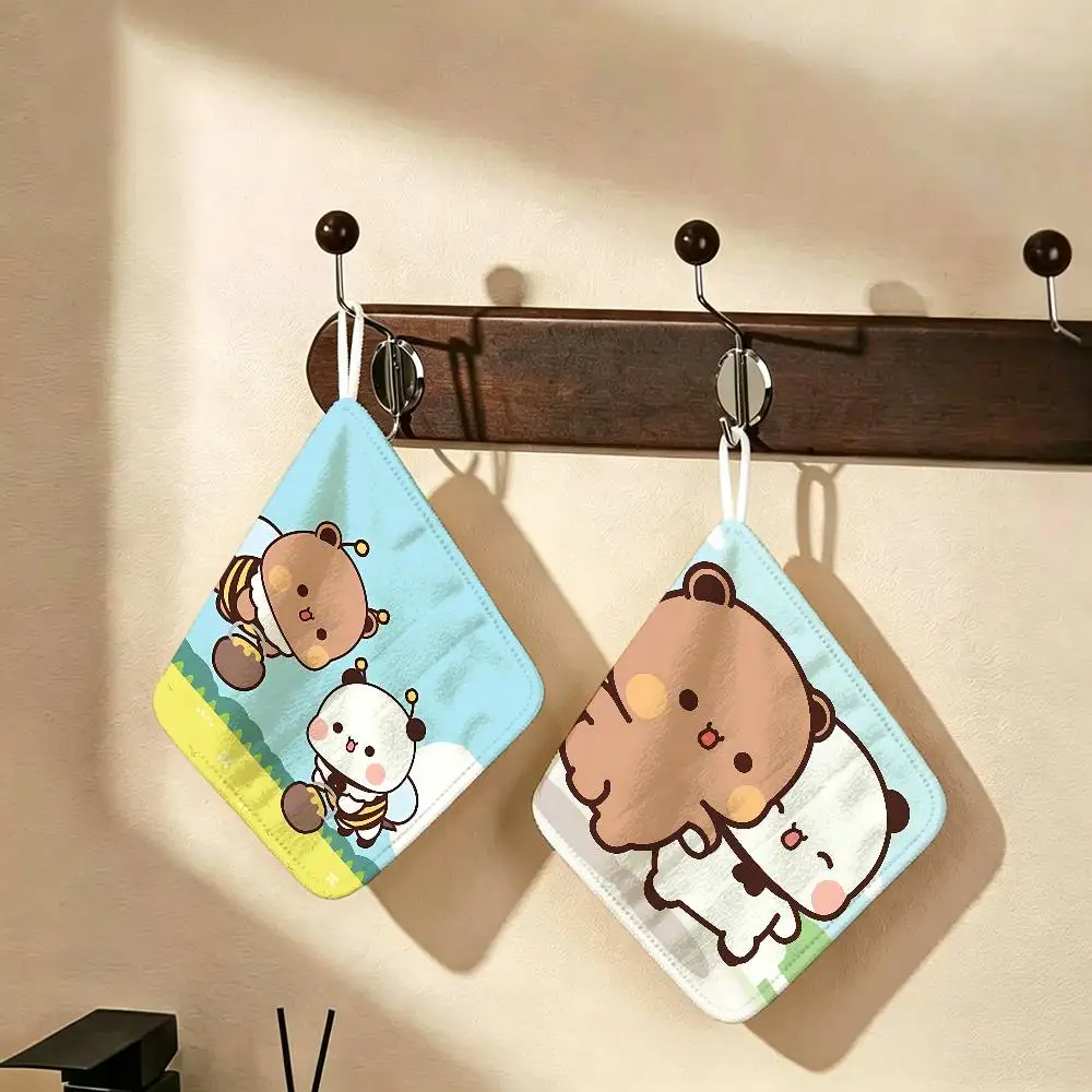 B-BubuDuduS Cute IP Polyester Cotton Hand Wiping Towel, Hanging Design, Durable for Household Restaurant Toilet Use