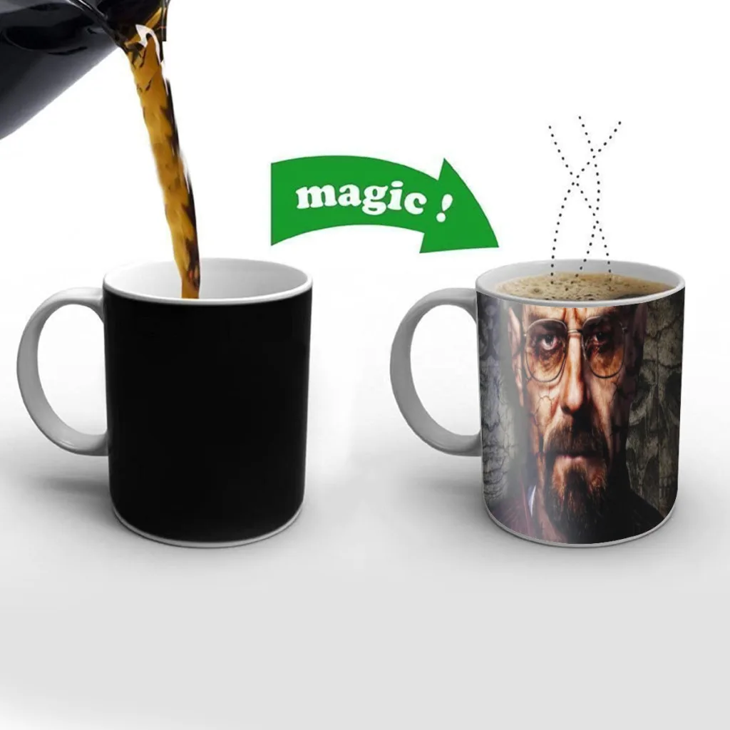 

Heisenberg Breaking Bad Case Free shipping Mug Changing Color Ceramic Coffee Mugs Magic Tea Cup Best Gift For Your Friends