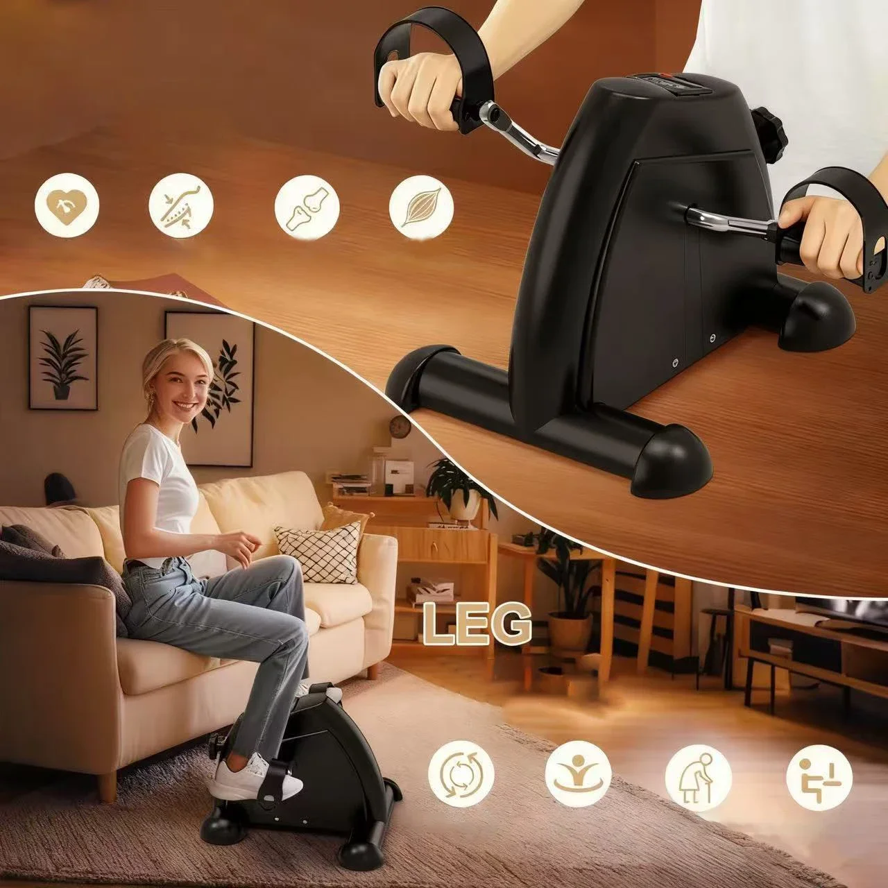 2026 Newest Selling Mini Portable Exercise Bike Hand & Foot Pedal Folding Indoor Trainer Beauty Leg Machine Bike Trainer
