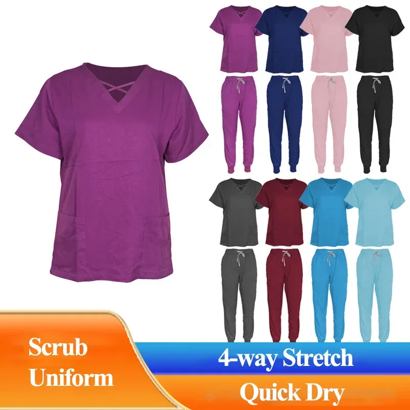 Uniformes Quirúrgicos Mujer Medical Uniform Scrubs Stretch Clinic Doctor Suits Jogger Scrub Pant Dental Nurse Clothes LMW012